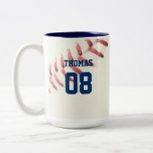 Baseball Name and Number Personalized Tweekleurige Koffiemok (Links)