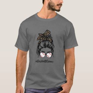 Baseball Nanny Messy Hair Bun Leopard Vrouwen Moed T-shirt