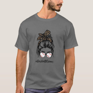 Baseball Nanny Messy Hair Bun Leopard Vrouwen Moed T-shirt