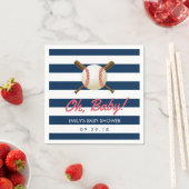 Baseball Navy Blue Stripes Sport Baby shower Servetten (Insitu)