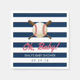 Baseball Navy Blue Stripes Sport Baby shower Servetten