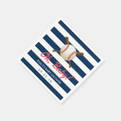 Baseball Navy Blue Stripes Sport Baby shower Servetten (Hoek)