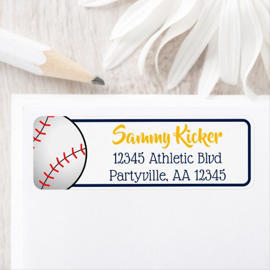 Baseball Navy & Gold Address Etiket (Insitu)