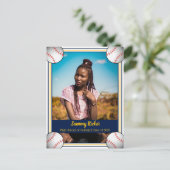 Baseball Navy & Gold Afstuderen Aankondigingskaart (Staand voorkant)