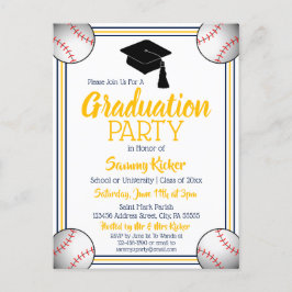 Baseball Navy & Gold Graduy Party Uitnodiging Briefkaart