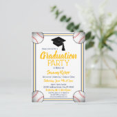 Baseball Navy & Gold Graduy Party Uitnodiging Briefkaart (Staand voorkant)