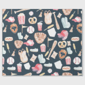 Baseball Navy Texture Cadeaupapier (Vlak)
