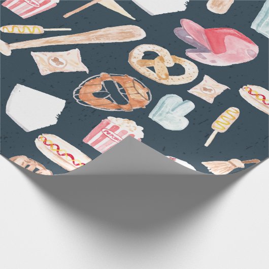 Baseball Navy Texture Cadeaupapier (Hoek)