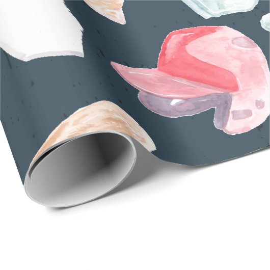 Baseball Navy Texture Cadeaupapier (Rol Hoek)