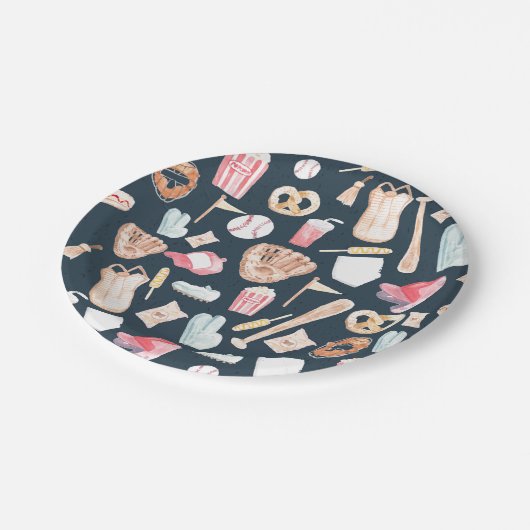 Baseball Navy Texture Papieren Bordje (Gekanteld)