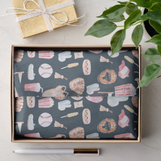 Baseball Navy Texture Tissuepapier (Geschenk)