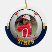 Baseball Navy Witte Teamkleuren Keramisch Ornament (Voorkant)