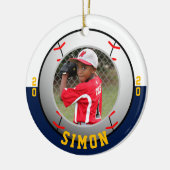 Baseball Navy Witte Teamkleuren Keramisch Ornament (Links)