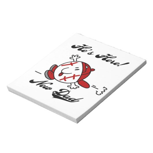 Baseball New Dad T-shirts en cadeautjes Notitieblok (Linkerzijde)