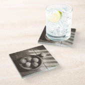 Baseball Nostalgia - Baseballen Glazen Onderzetter (Schuin)