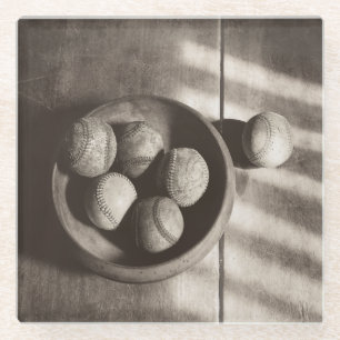 Baseball Nostalgia - Baseballen Glazen Onderzetter