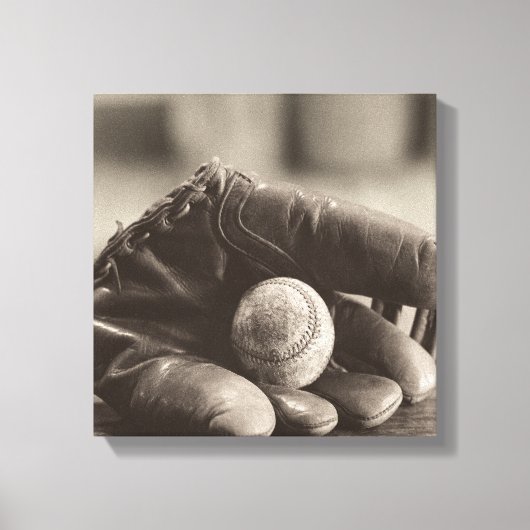 Baseball Nostalgia - Mitt en Baseball Canvas Afdruk (Voorkant)