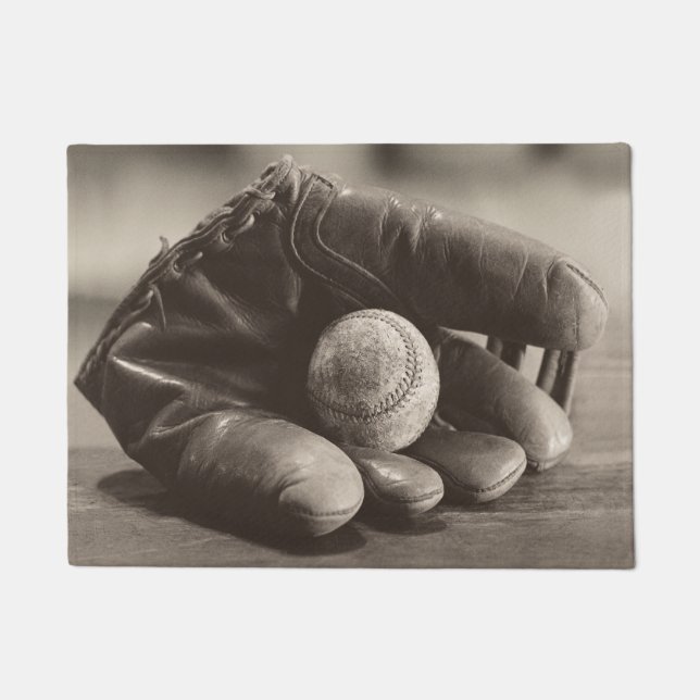 Baseball Nostalgia - Mitt en Baseball Deurmat (Voorkant)