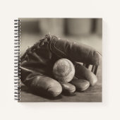 Baseball Nostalgia - Mitt en Baseball Notitieboek (Voorkant)