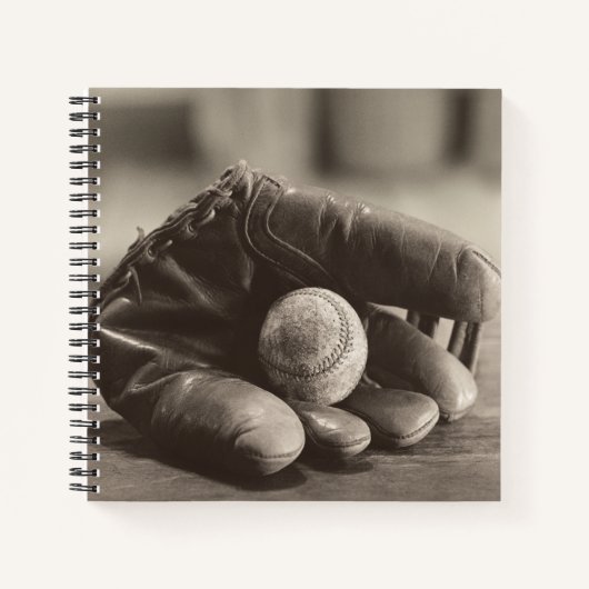 Baseball Nostalgia - Mitt en Baseball Notitieboek (Voorkant)