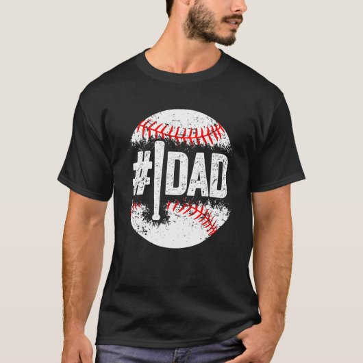 Baseball nummer één pappie zoon honkbal vaders da t-shirt (Voorkant)