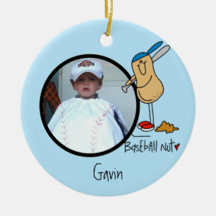 Baseball Nut Photo Ornament