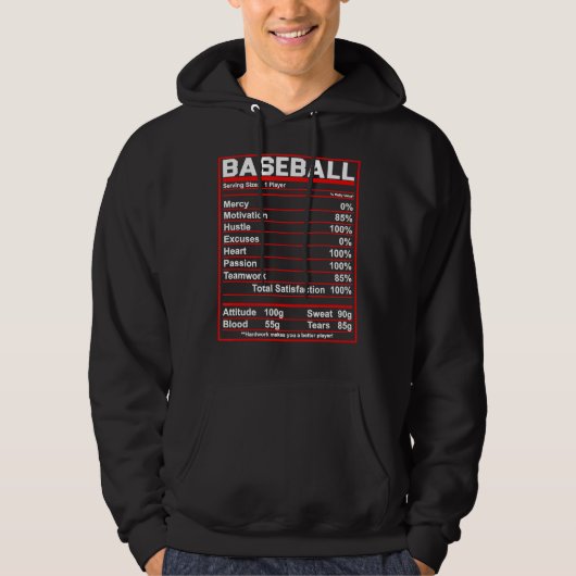 Baseball Nutrition Feit Coach or Player Hoodie (Voorkant)