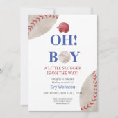 Baseball O, jongen baby shower uitnodiging (Voorkant)
