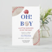 Baseball O, jongen baby shower uitnodiging (Staand voorkant)