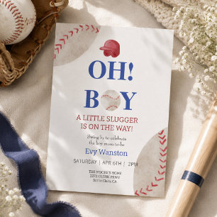 Baseball O, jongen baby shower uitnodiging