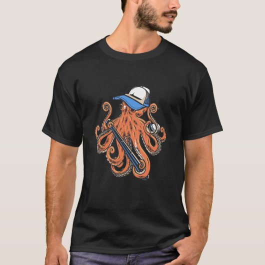 Baseball Octopus Silhouette octopus T-shirt (Voorkant)