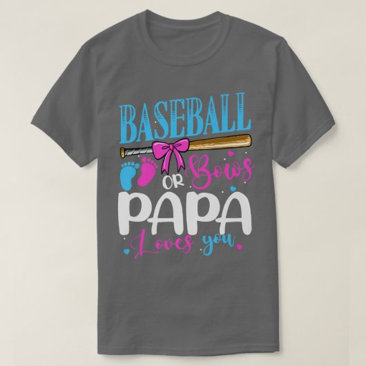 Baseball of baaien Papa houden van je roze of blau T-shirt (Design voorkant)