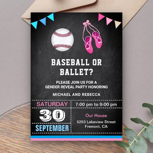 Baseball of Ballet Gender Rekalmeerpartij Kaart