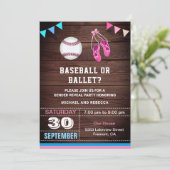 Baseball of Ballet Gender Rekalmeerpartij Kaart (Staand voorkant)