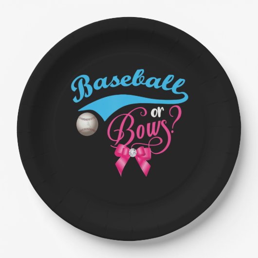 Baseball of barbeel Genderfeest Papieren Bordje (Voorkant)