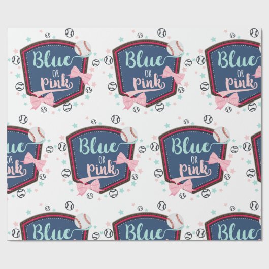 Baseball of bogen Gender onthulling Cadeaupapier (Vlak)