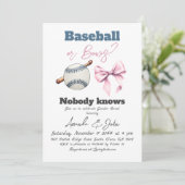 Baseball of Bows Blauw of Roze Geslacht Onthullen Kaart (Staand voorkant)