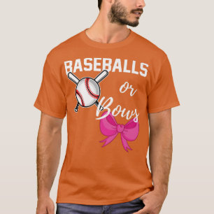 Baseball of Bows Funny Gender onthullen Blauw Roze T-shirt