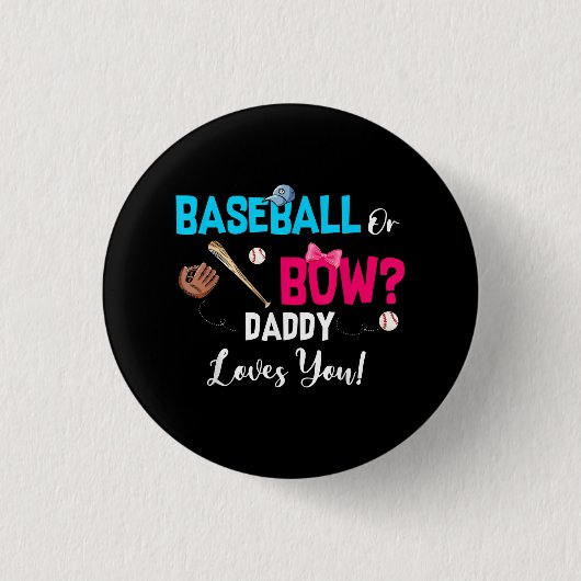 Baseball of bows Gender onthullen partijgenoot pap Ronde Button 3,2 Cm (Voorkant)