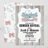 Baseball of Bows Gender onthulling Uitnodigingen (Voorkant / Achterkant)