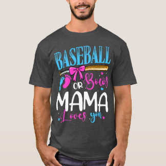 Baseball of bows Mama houdt van je roze of blauwe  T-shirt