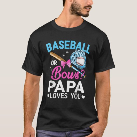 Baseball of bws Papa houdt van je gender onthullin T-shirt (Voorkant)
