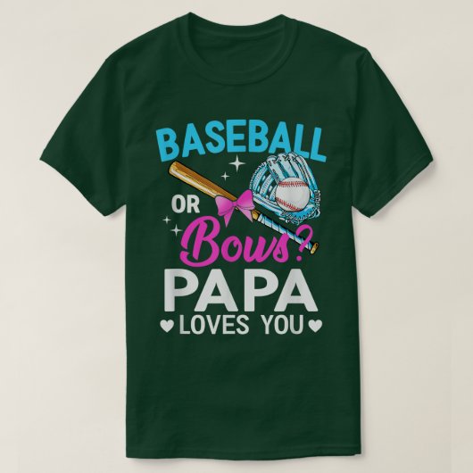 Baseball of bws Papa houdt van je gender onthullin T-shirt (Design voorkant)