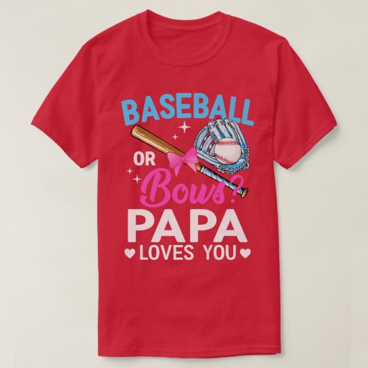 Baseball of bws Papa houdt van je gender onthullin T-shirt (Design voorkant)