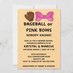 Baseball of Roze Strikjes Geslacht Revele Party Kaart