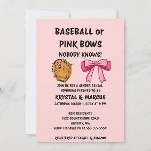 Baseball of Roze Strikjes Geslacht Revele Party Kaart