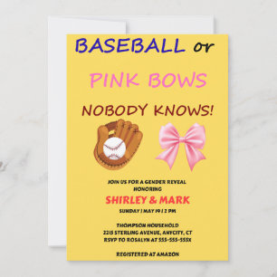 Baseball of Roze Strikjes Geslacht Revele Party Kaart
