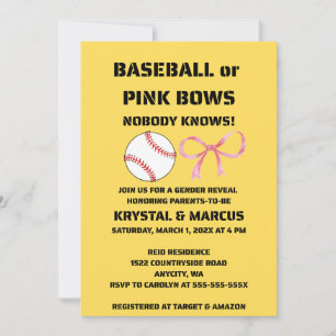 Baseball of Roze Strikjes Geslacht Reveleert Feest Kaart