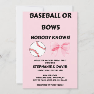 Baseball of Roze Strikjes Geslacht Reveleert Feest Kaart