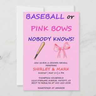 Baseball of Roze Strikken Geslacht Reveal Feest Kaart